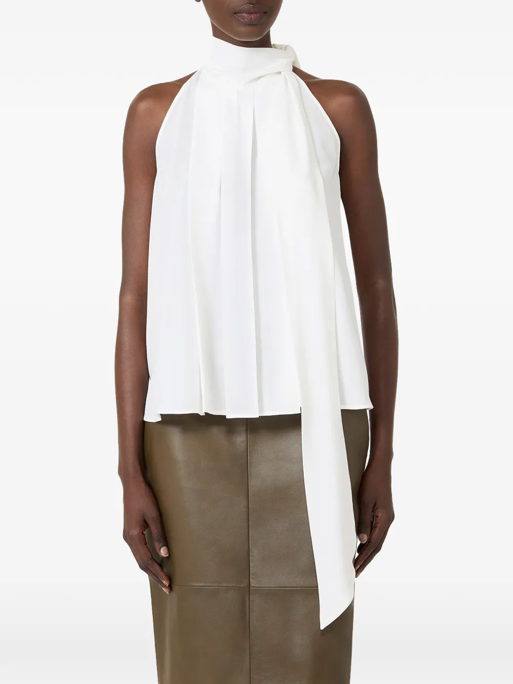 Max Mara Blouse met gestrikte halternek Wit