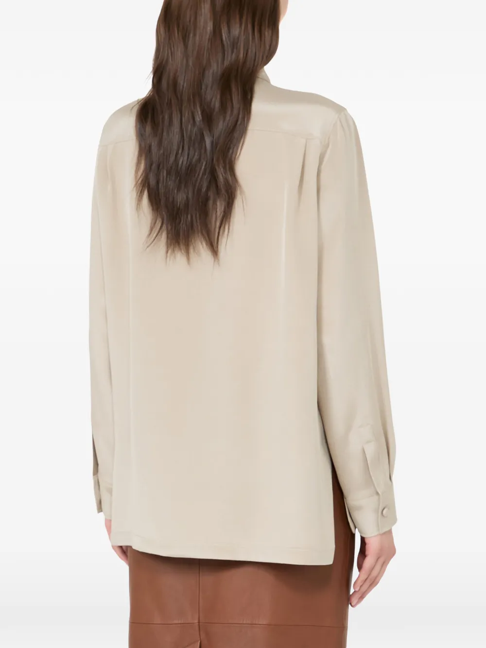 Max Mara Mxmgeranio blouse met geborduurd logo Beige