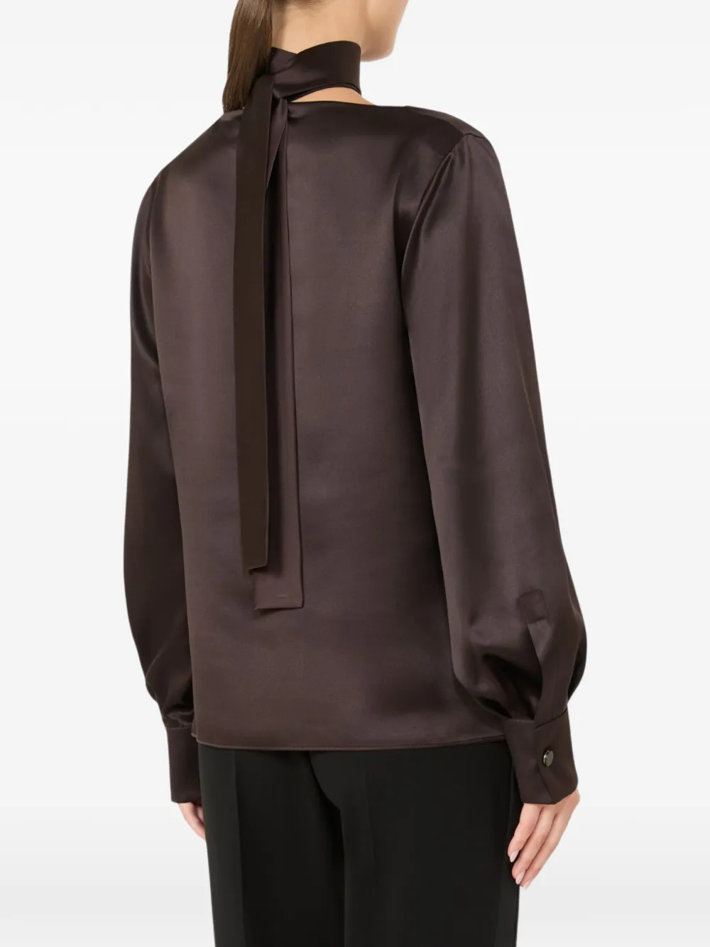 Max Mara Blouse met watervalhals Bruin