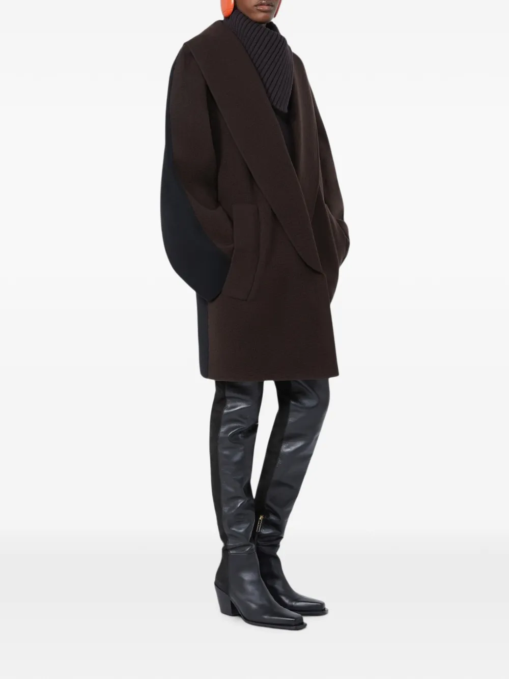 Sportmax Jas met colourblocking en sjaalkraag Bruin