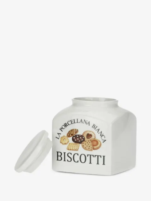 LA PORCELLANA BIANCA Conserva graphic-print biscuit jar 