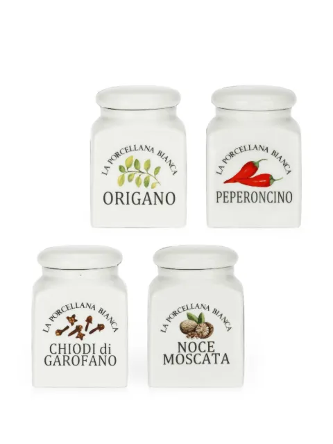 LA PORCELLANA BIANCA Conserva printed spice jars (set of four)