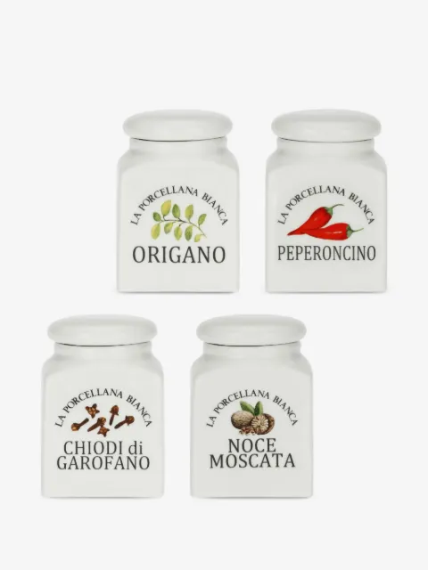 LA PORCELLANA BIANCA Conserva printed spice jars (set of four)