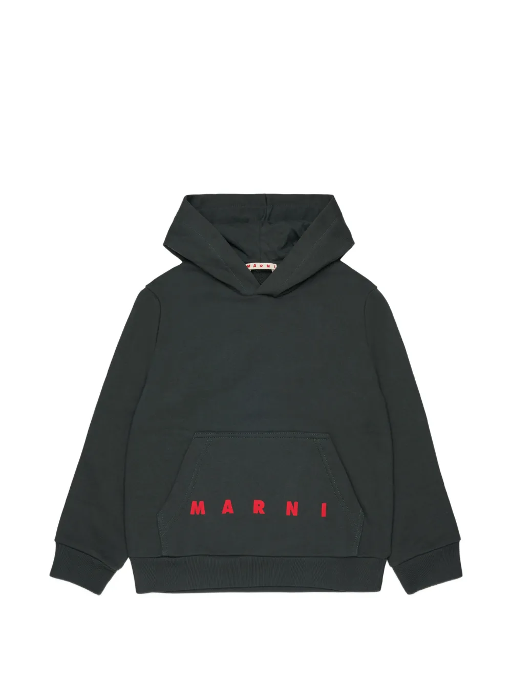 Marni Kids logo-print pouch-pocket hoodie - Schwarz