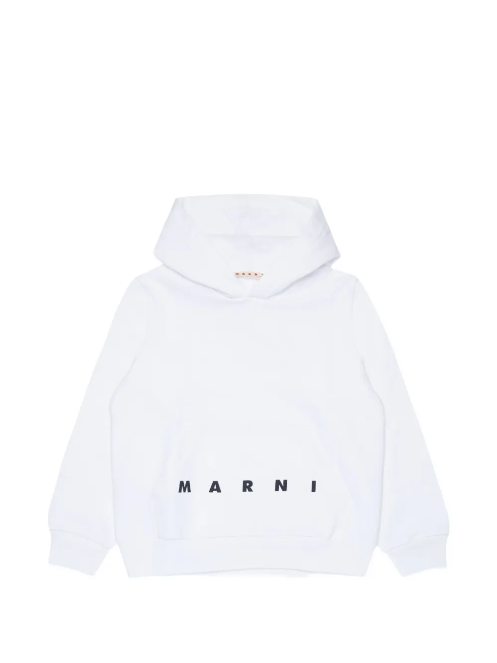 Marni Kids logo-print pouch-pocket hoodie - Weiß
