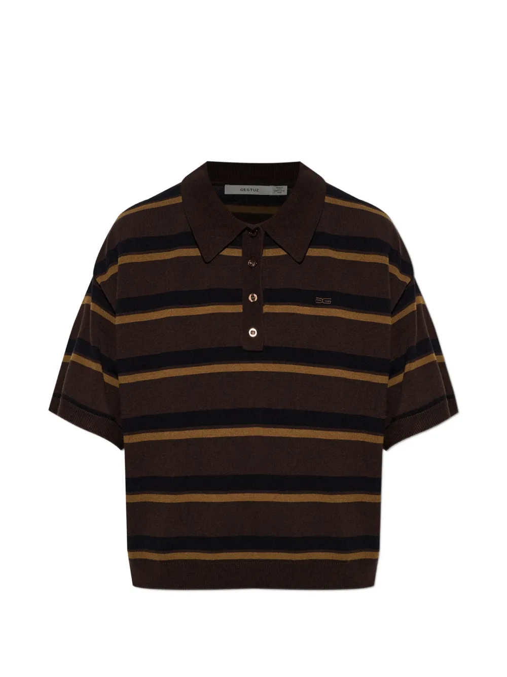 Gestuz striped short-sleeve polo shirt - Marrone