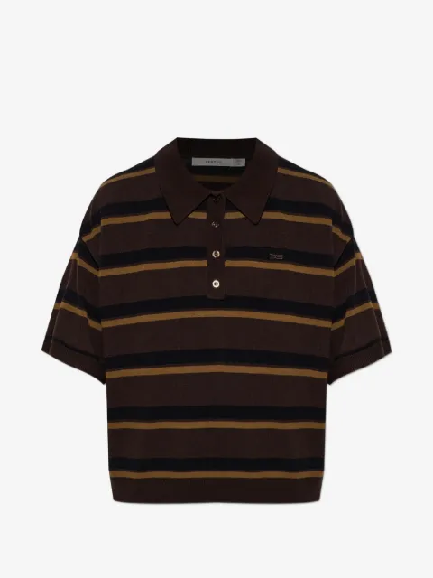 Gestuz playera tipo polo manga corta con rayas estampadas