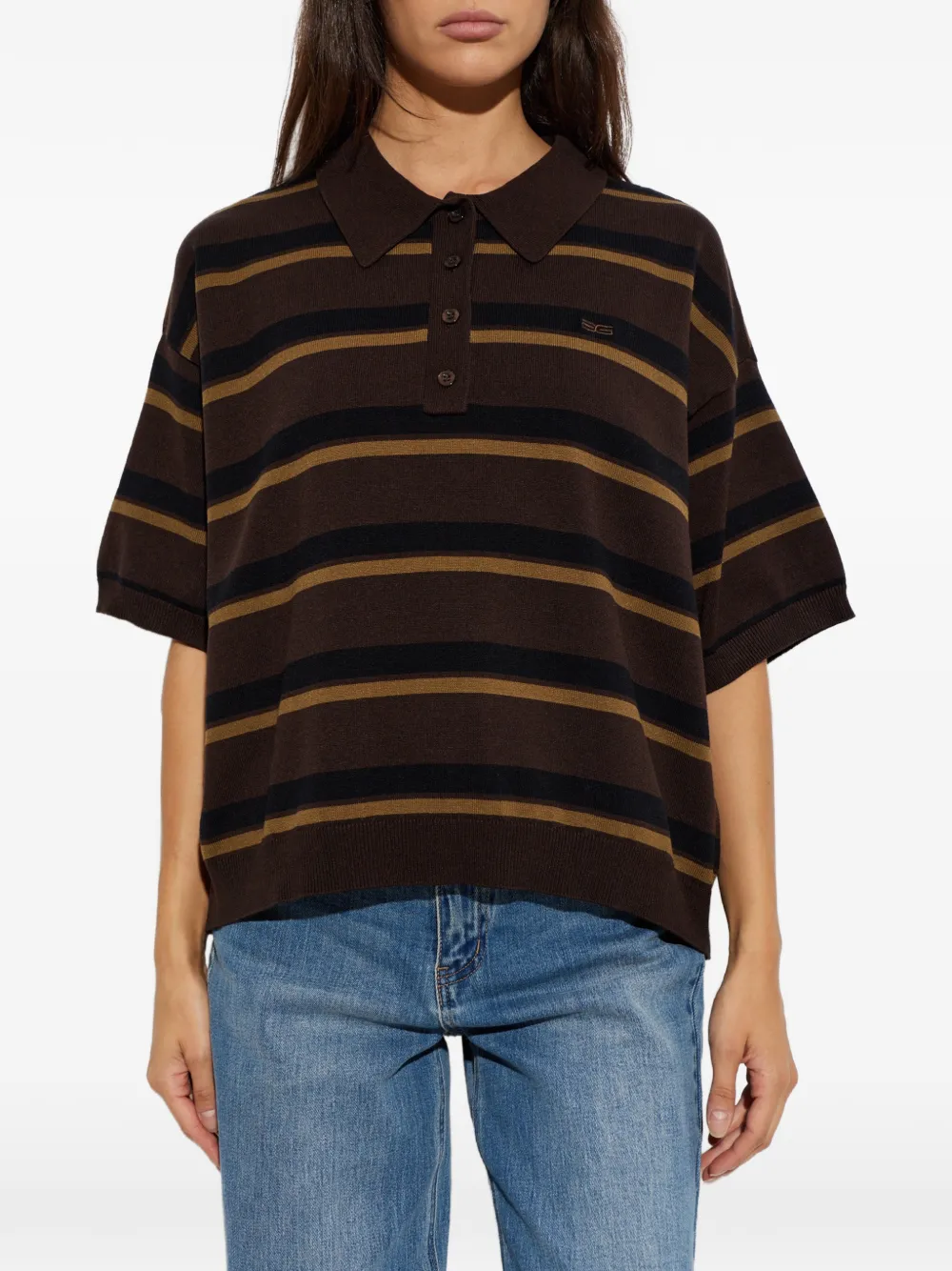 Gestuz Gestreept poloshirt Bruin