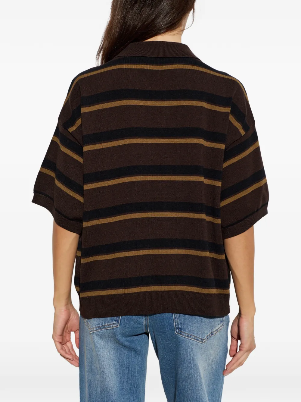 Gestuz Gestreept poloshirt Bruin