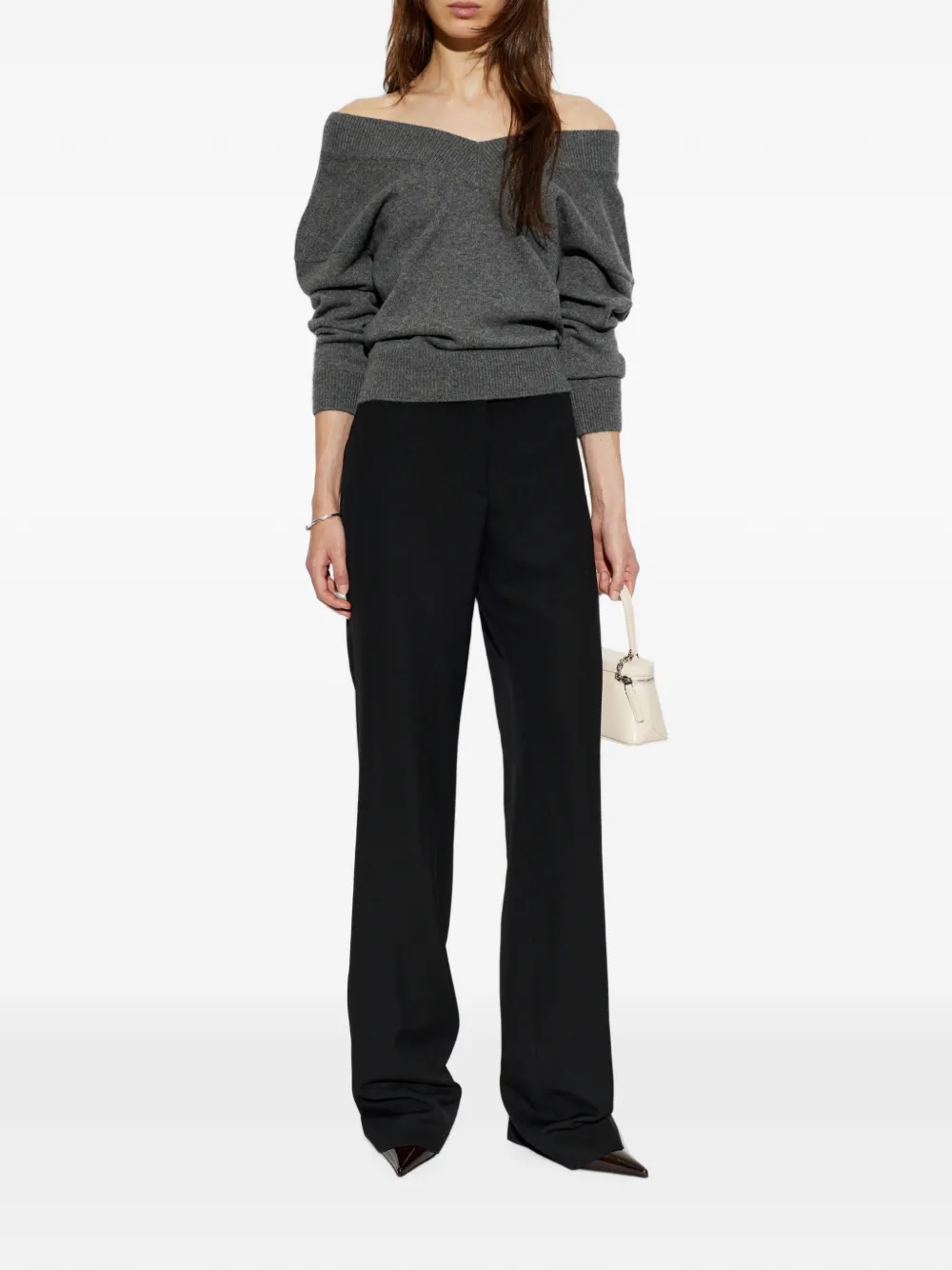TOM FORD Off-shoulder trui met V-hals Grijs