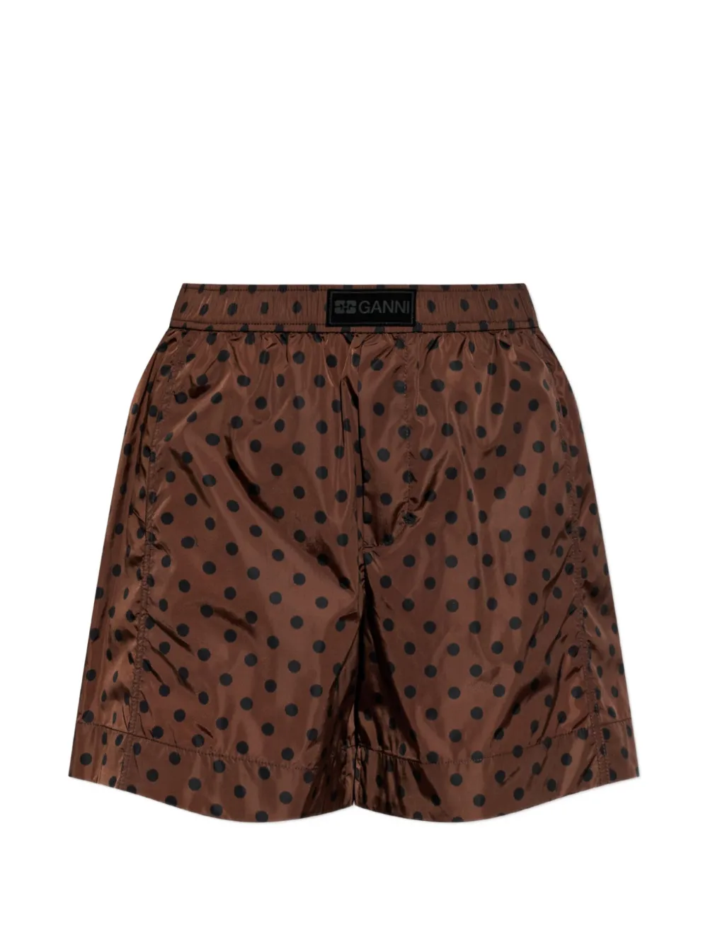 GANNI Shorts met stippen en logopatch Bruin