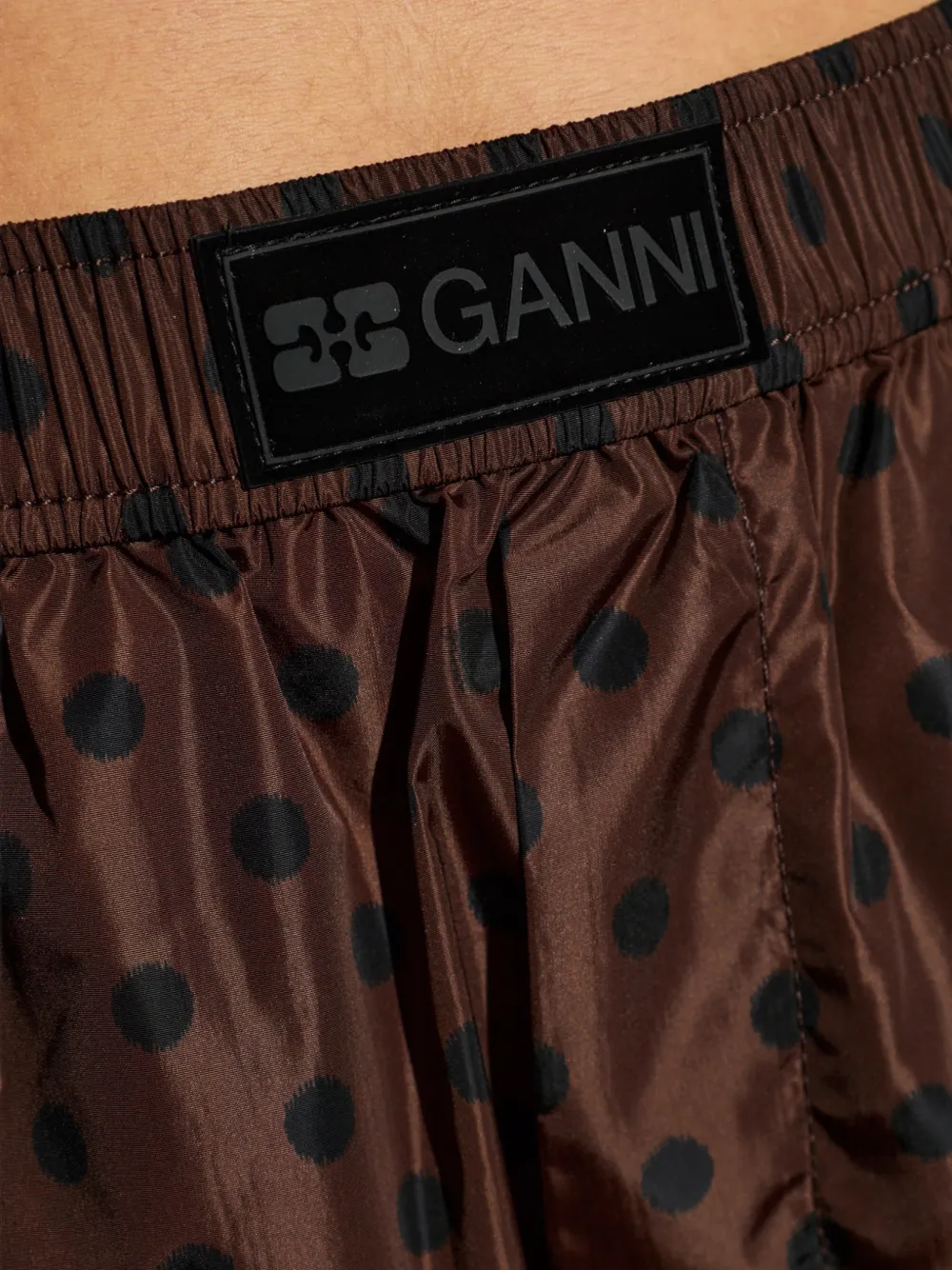GANNI Shorts met stippen en logopatch Bruin