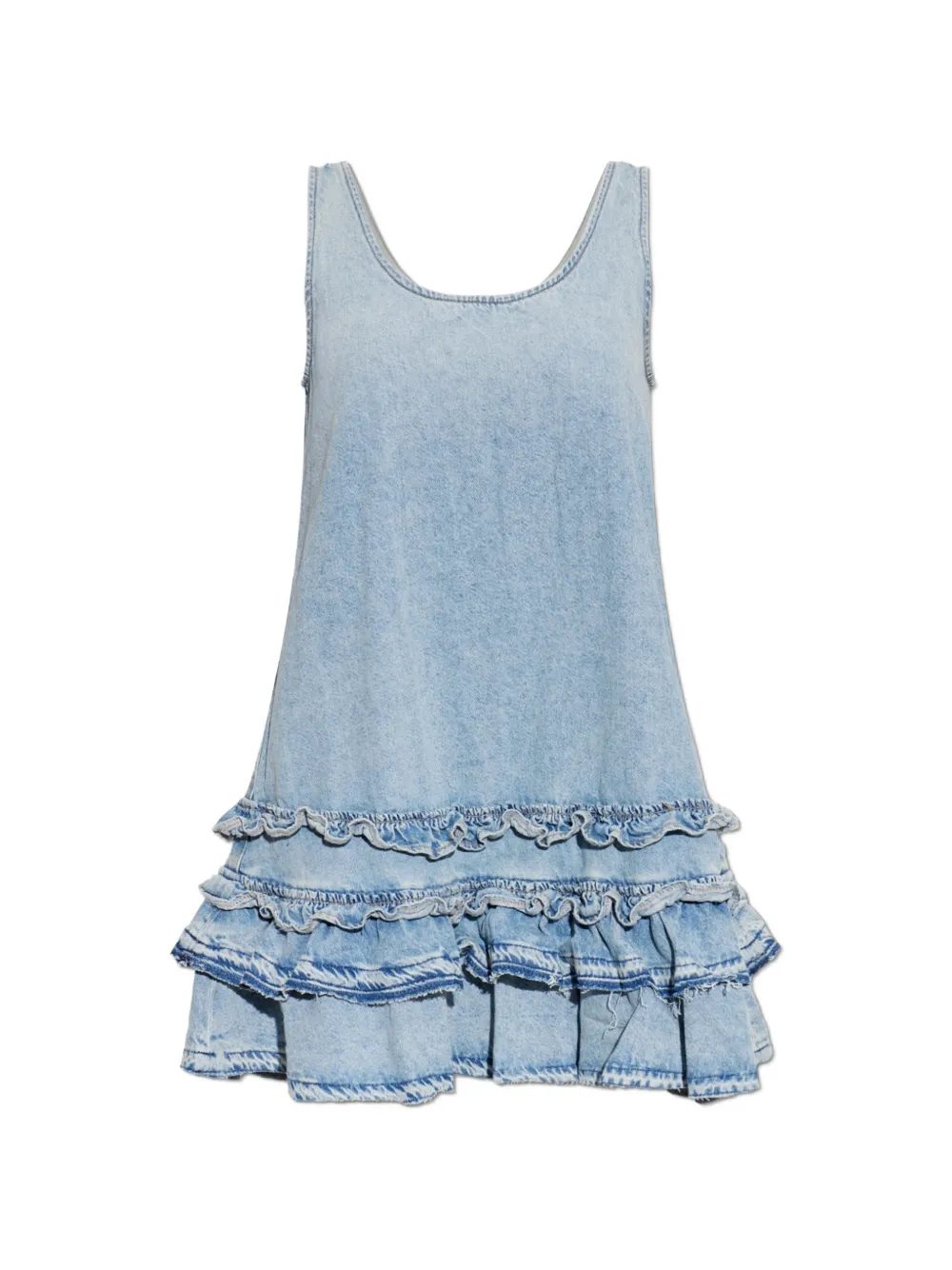 GANNI ruffled denim mini dress - Blu