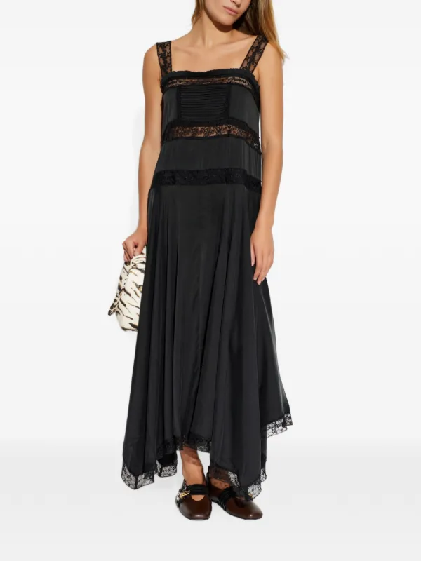 ganni black lace dress Ganni Black Silk Casual Dress - IT36