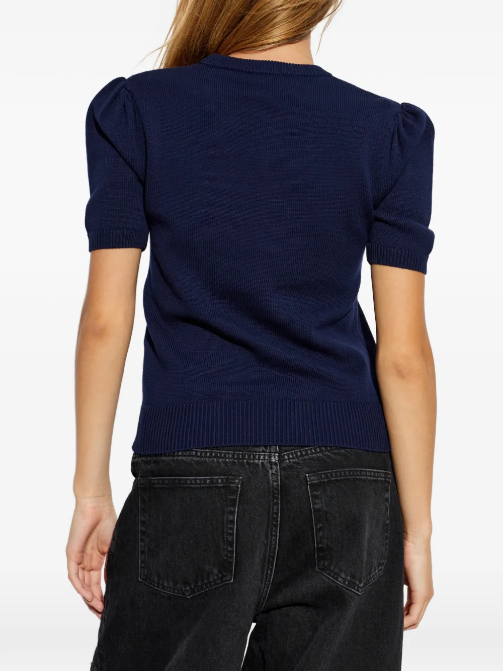 GANNI T-shirt met tekst en pofmouwen Blauw