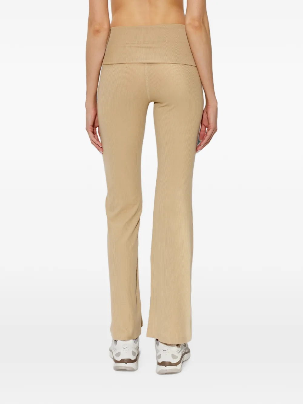 Nike logo-embroidered ribbed track pants Beige