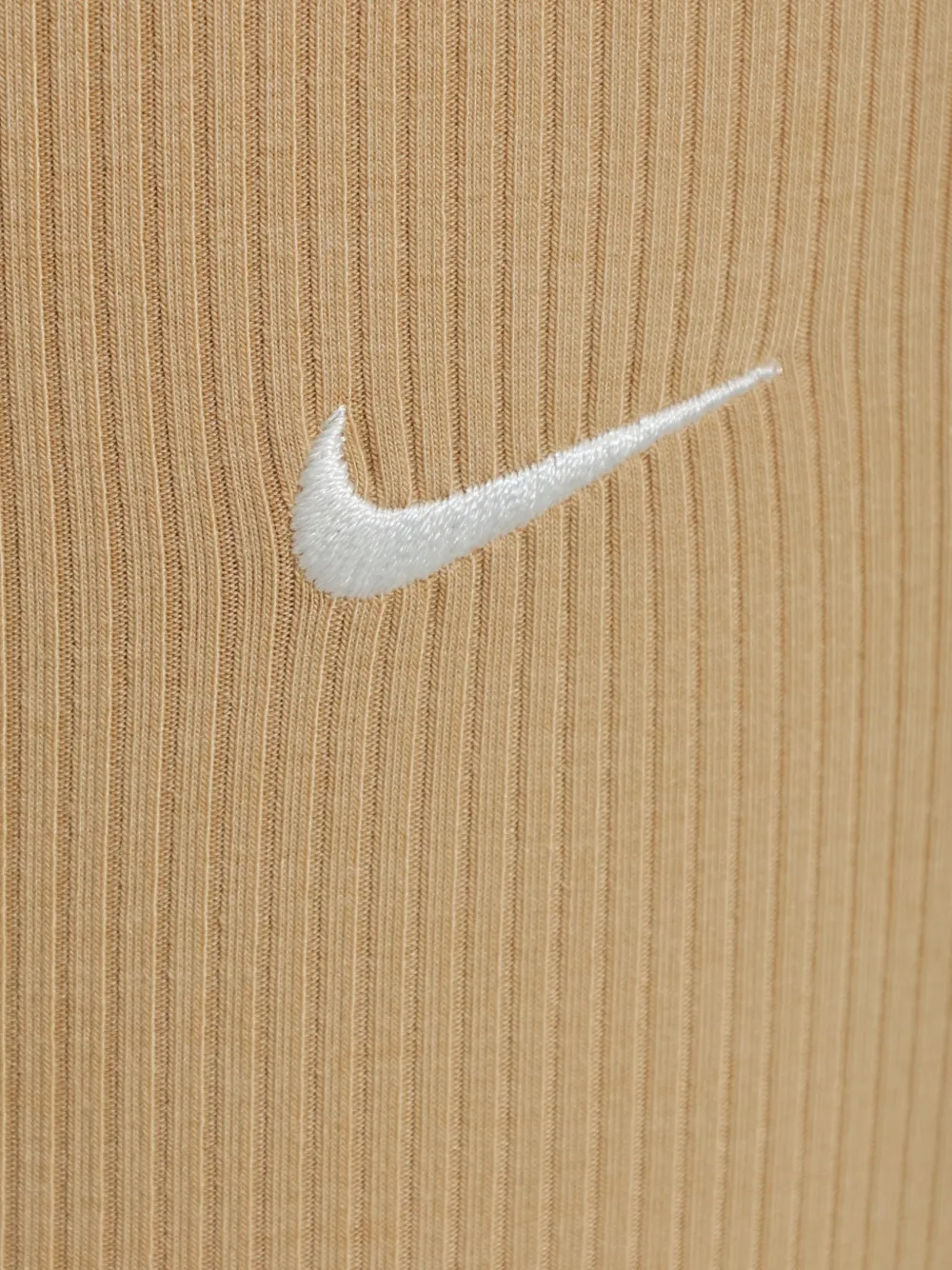 Nike logo-embroidered ribbed track pants Beige