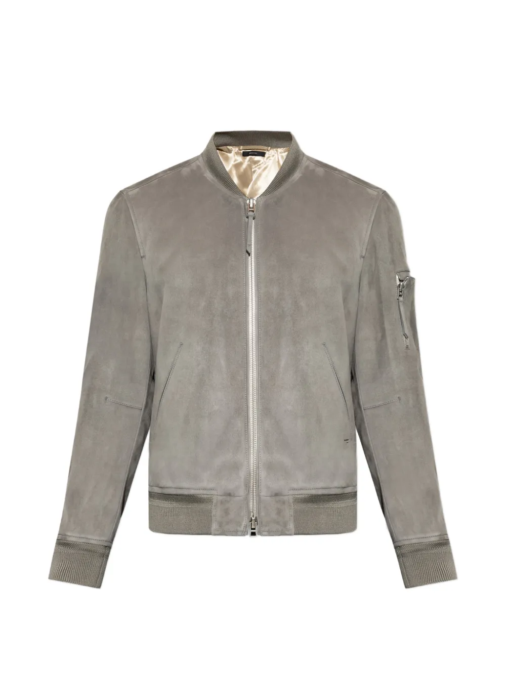 Tom Ford Suede Bomber Jacket In Gray