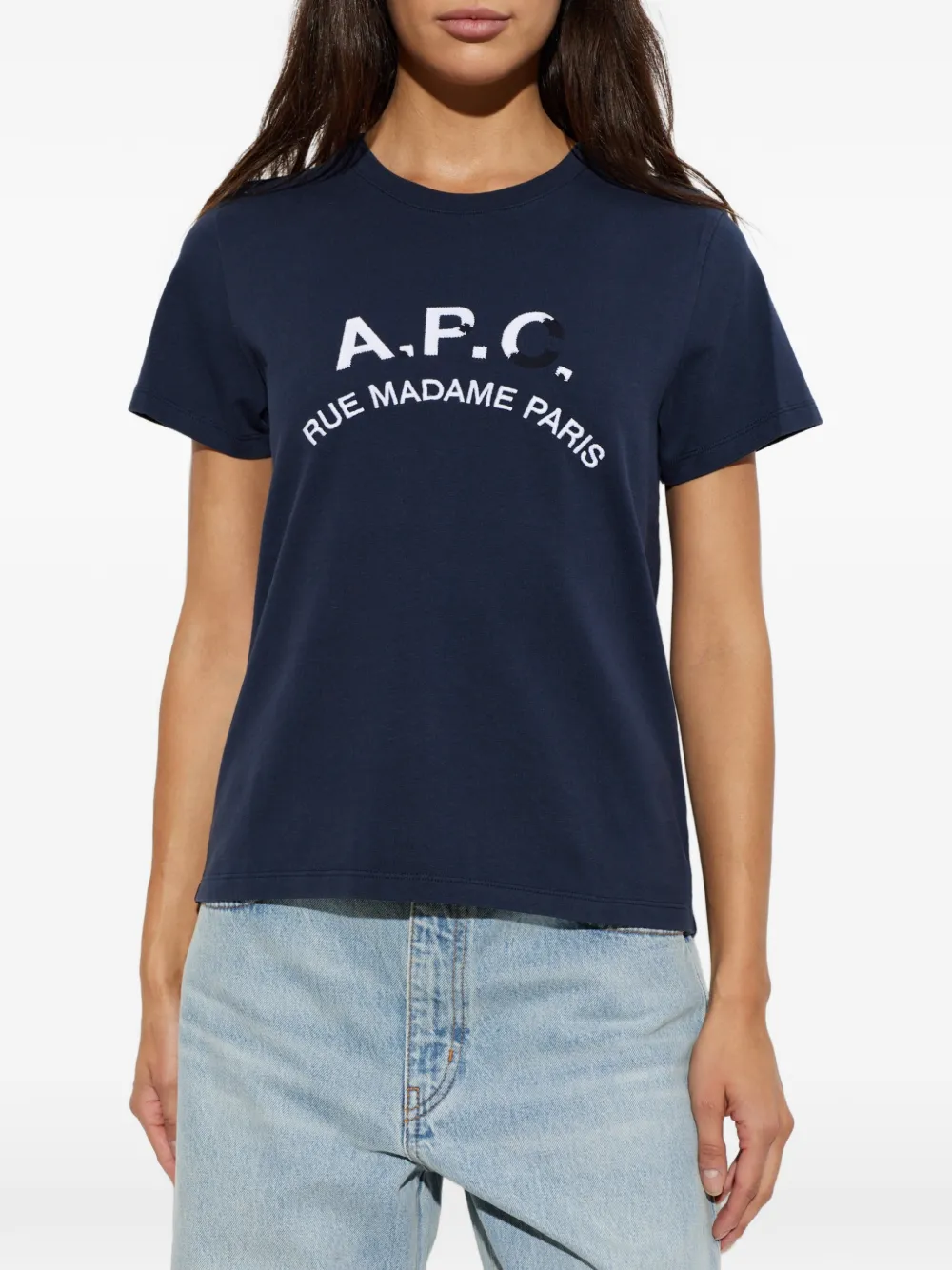 A.P.C. T-shirt met geborduurd logo Blauw