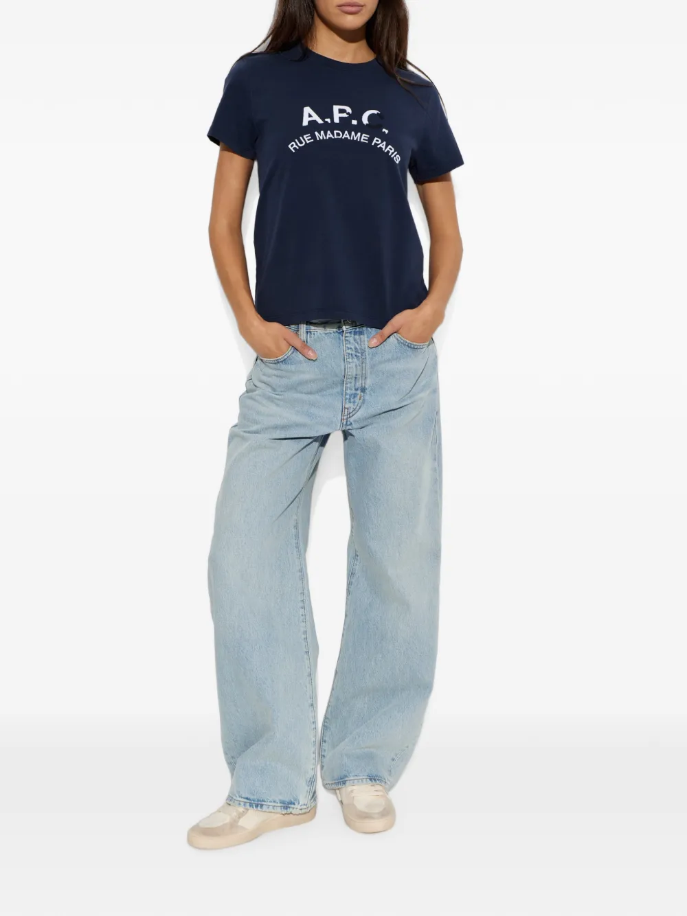 A.P.C. T-shirt met geborduurd logo Blauw