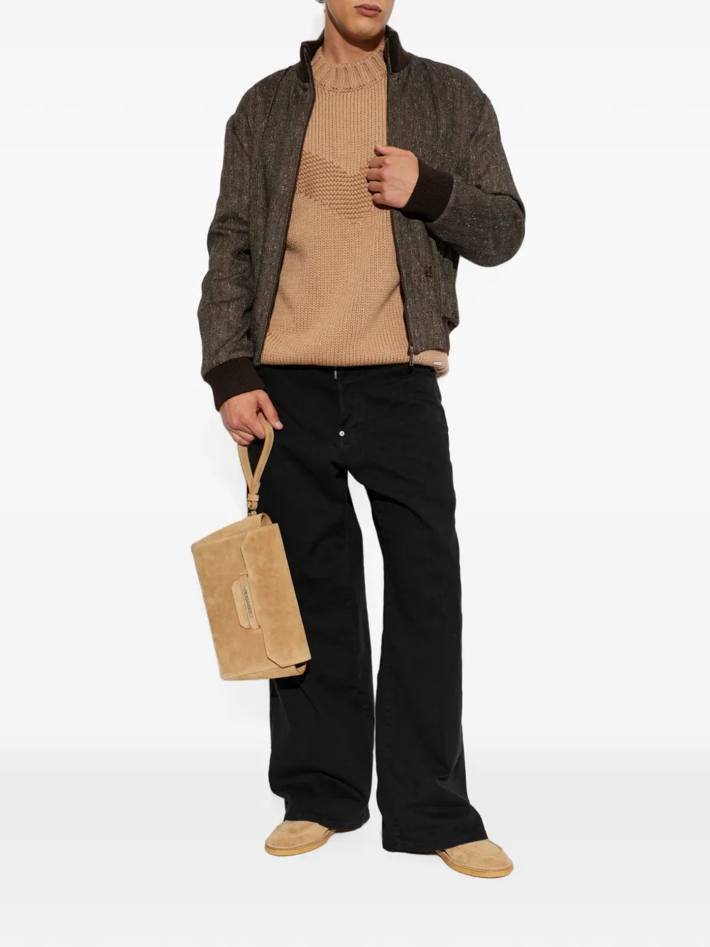 DSQUARED2 Gebreide sjaal met chevron streep Beige