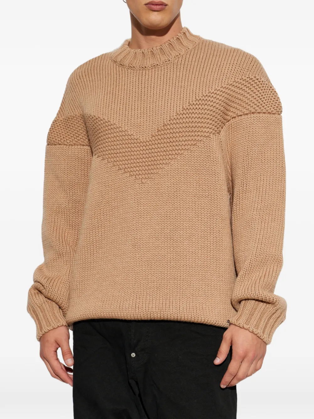 DSQUARED2 Gebreide sjaal met chevron streep Beige