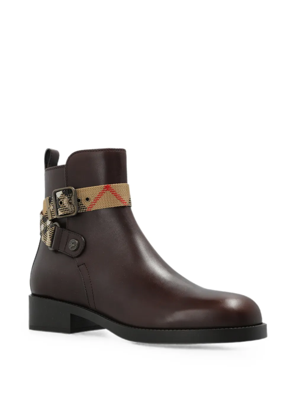 Burberry check-strap leather ankle boots Bruin