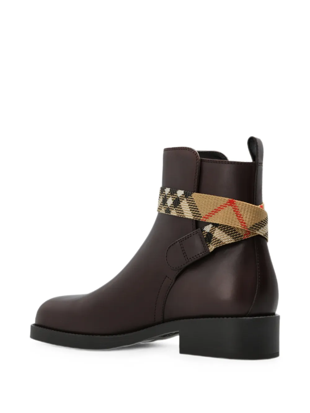 Burberry check-strap leather ankle boots Bruin