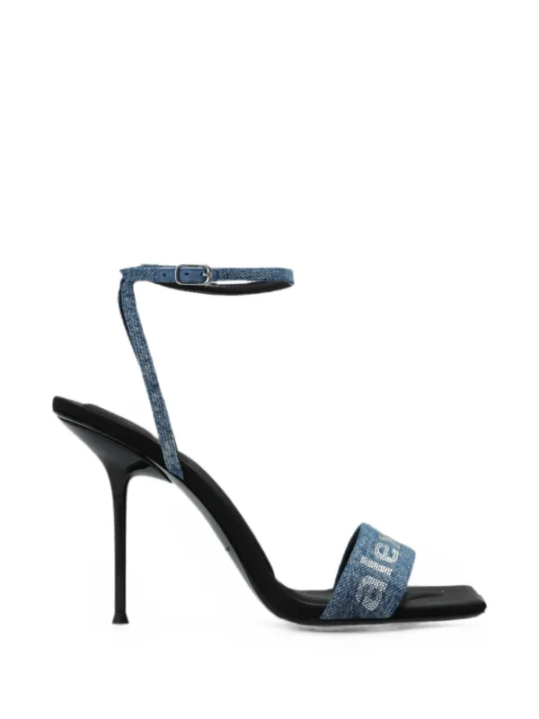 Alexander Wang Julie Logo-embellished Denim Sandals in Blue