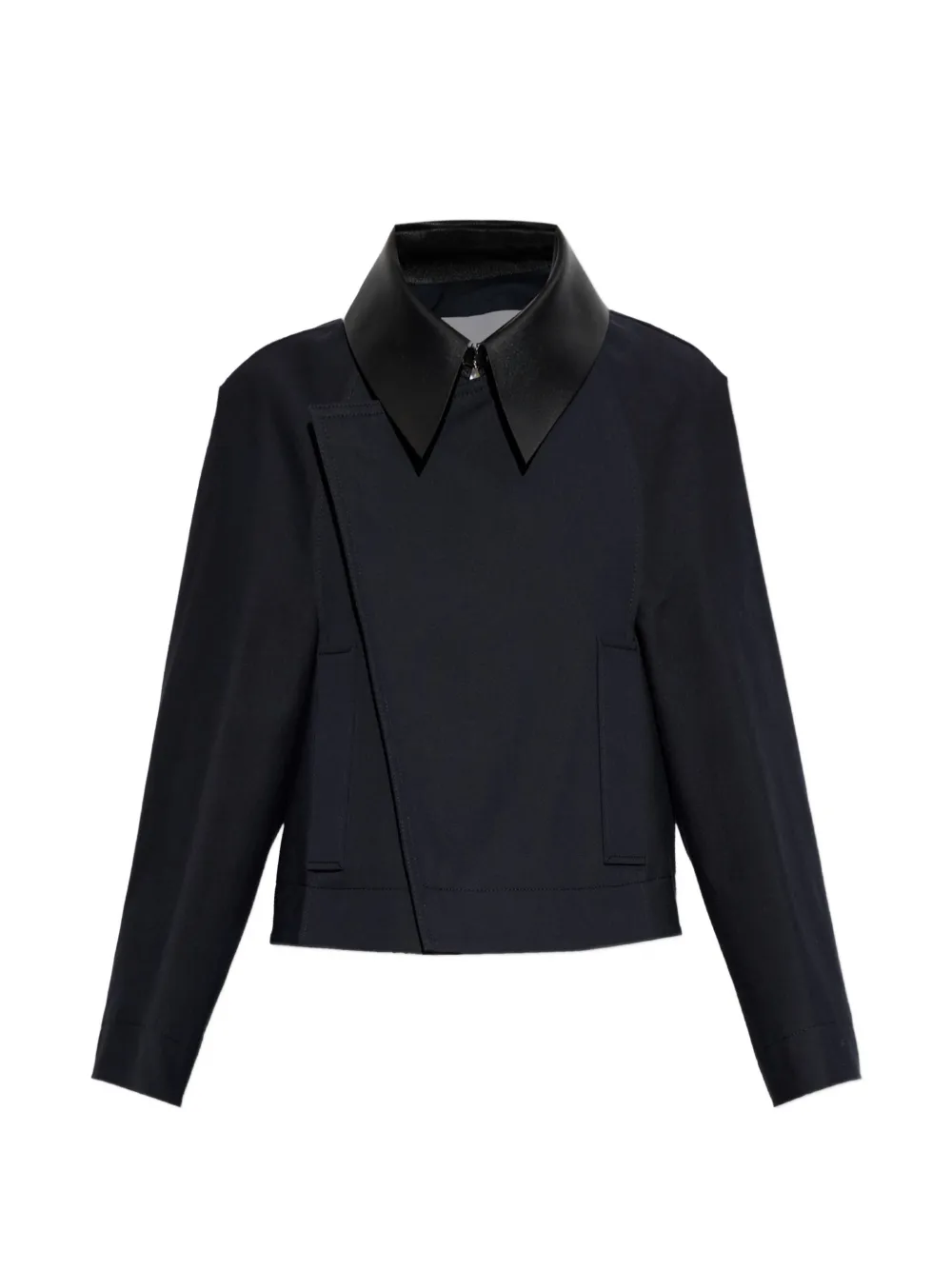 Givenchy leather-collar asymmetric jacket - Blau