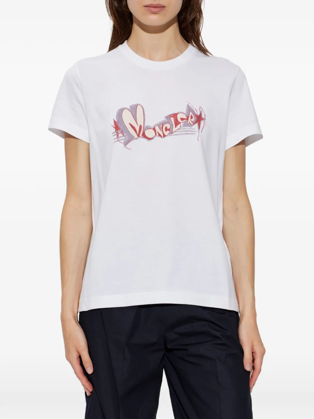Moncler T-shirt met logoprint Wit