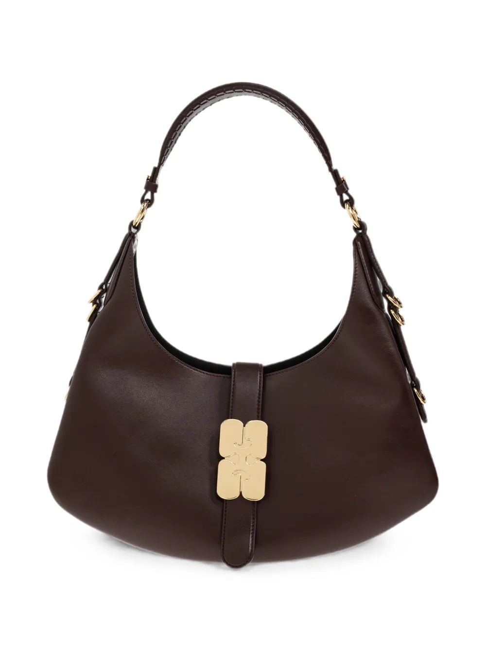 GANNI logo-plaque shoulder bag - Marrone