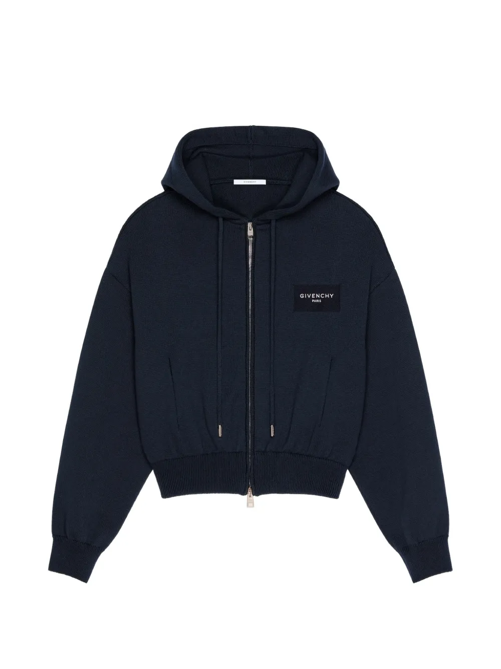 Givenchy Wollen en katoenen hoodie met rits en Paris-detail Blauw