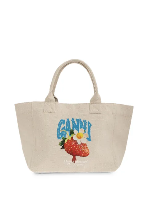 GANNI bolso shopper de algodón con solapa