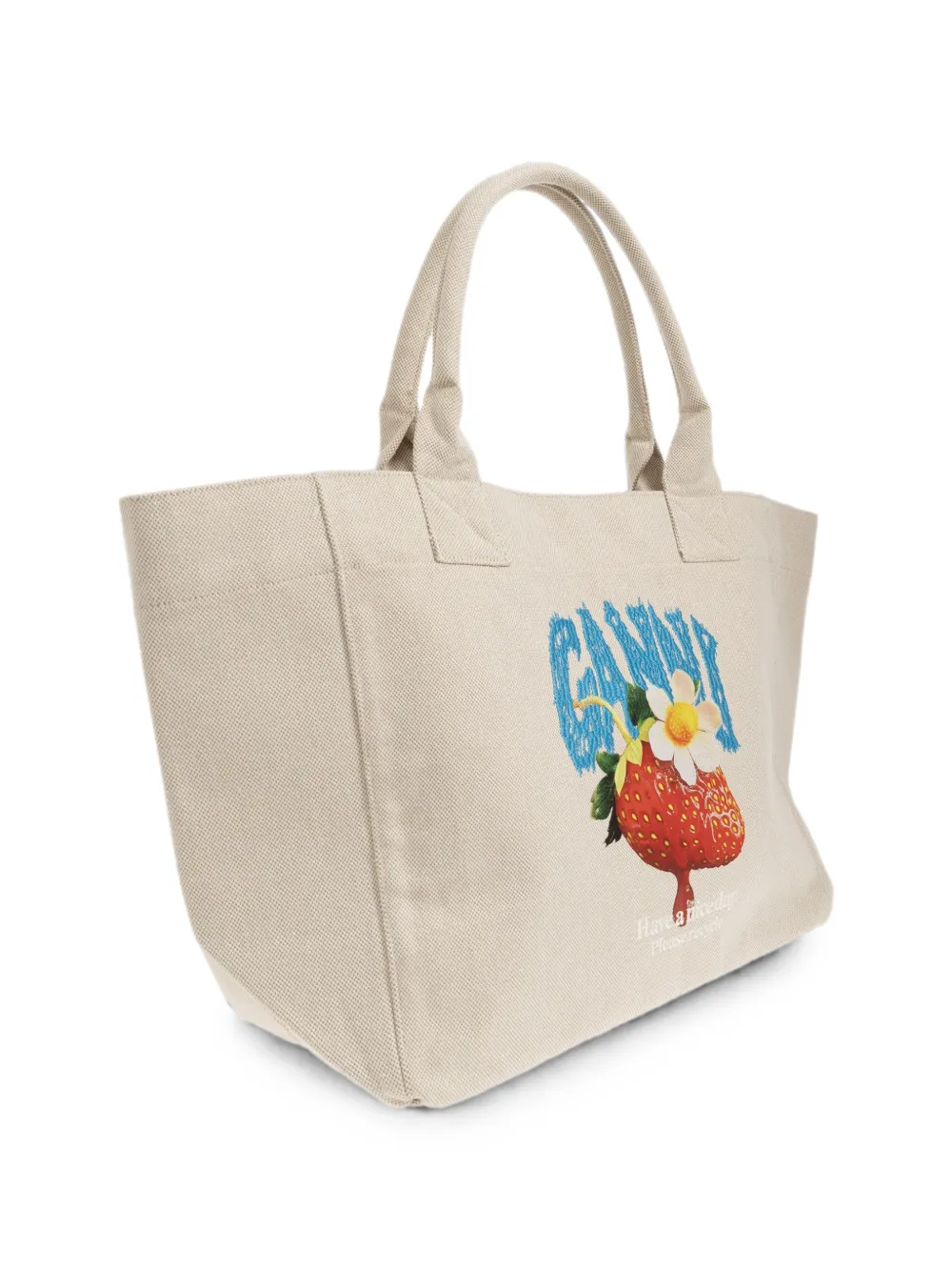 GANNI Cotton Tote Bag in Neutrals, view 4