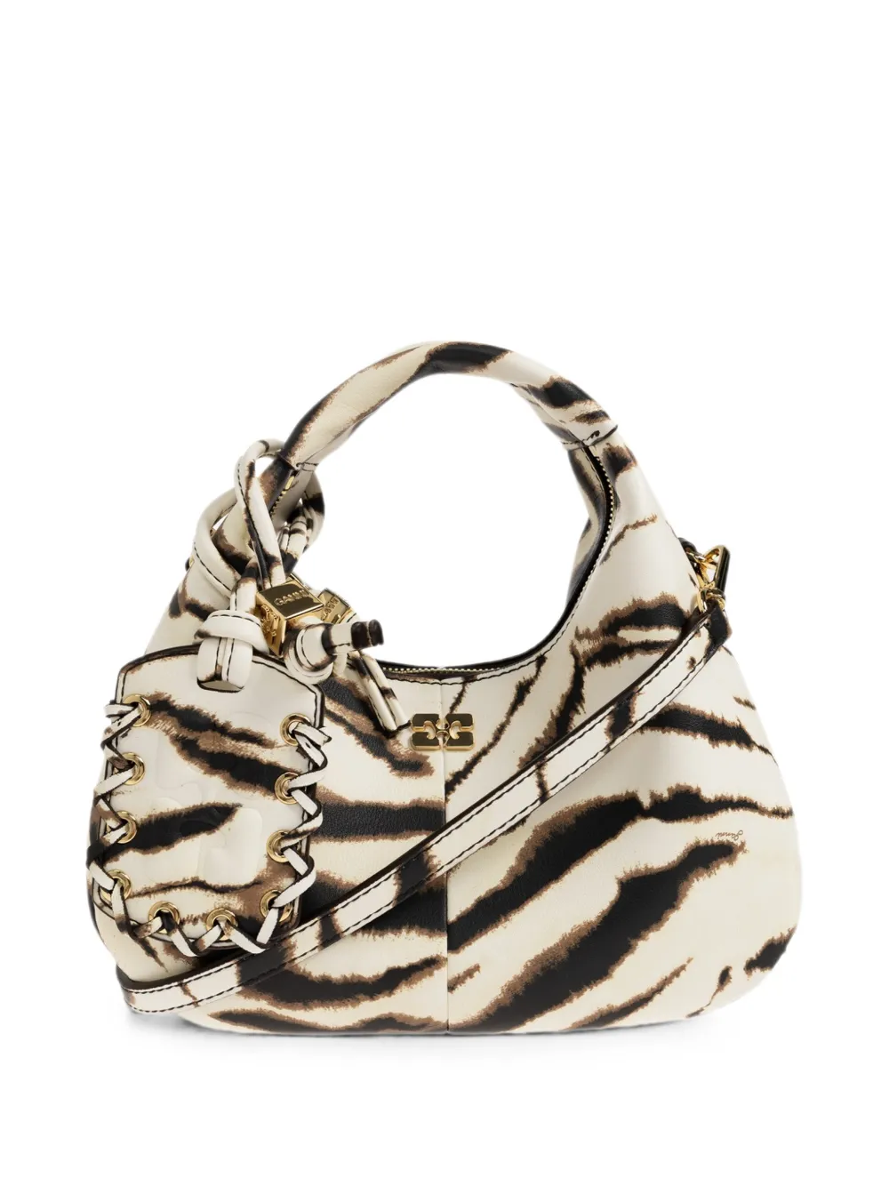 GANNI tiger-print knotted tote bag - Toni neutri