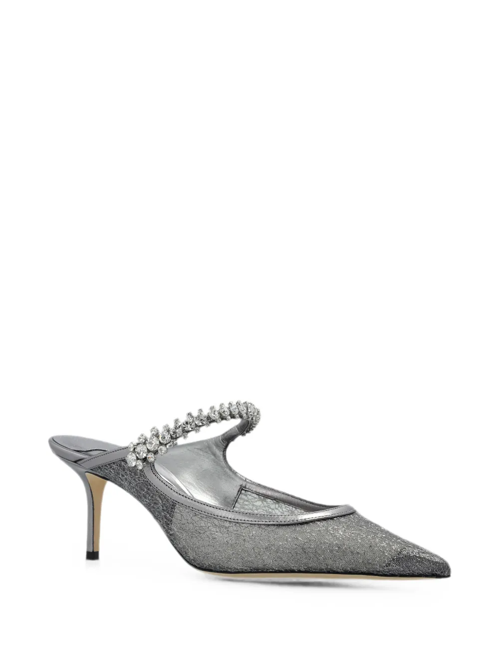 Jimmy Choo Bing crystal-embellished mesh mules Zilver