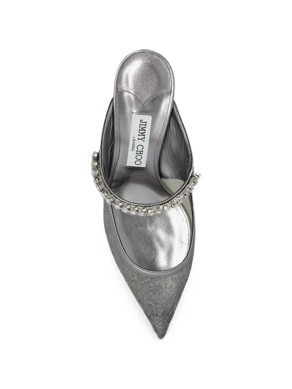 Jimmy Choo Bing crystal-embellished mesh mules Zilver