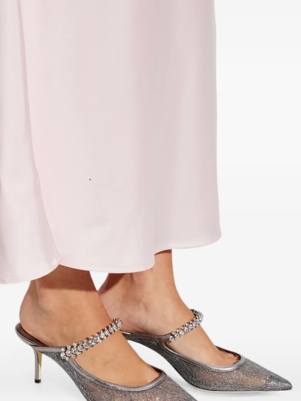 Jimmy Choo Bing crystal-embellished mesh mules Zilver