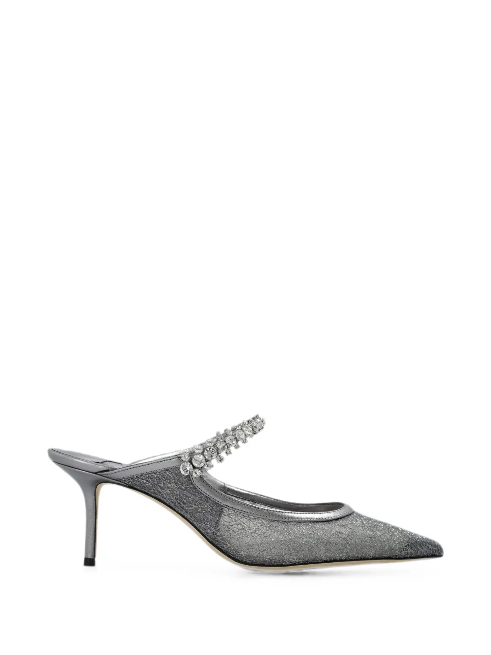 Jimmy Choo Bing crystal-embellished mesh mules Zilver
