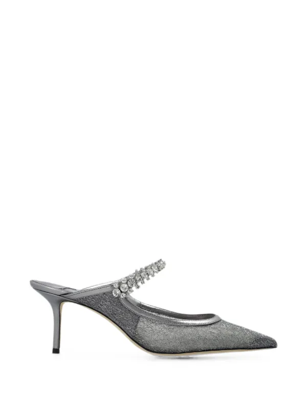 Jimmy Choo Bing Crystal-embellished Mesh Mules in Silver