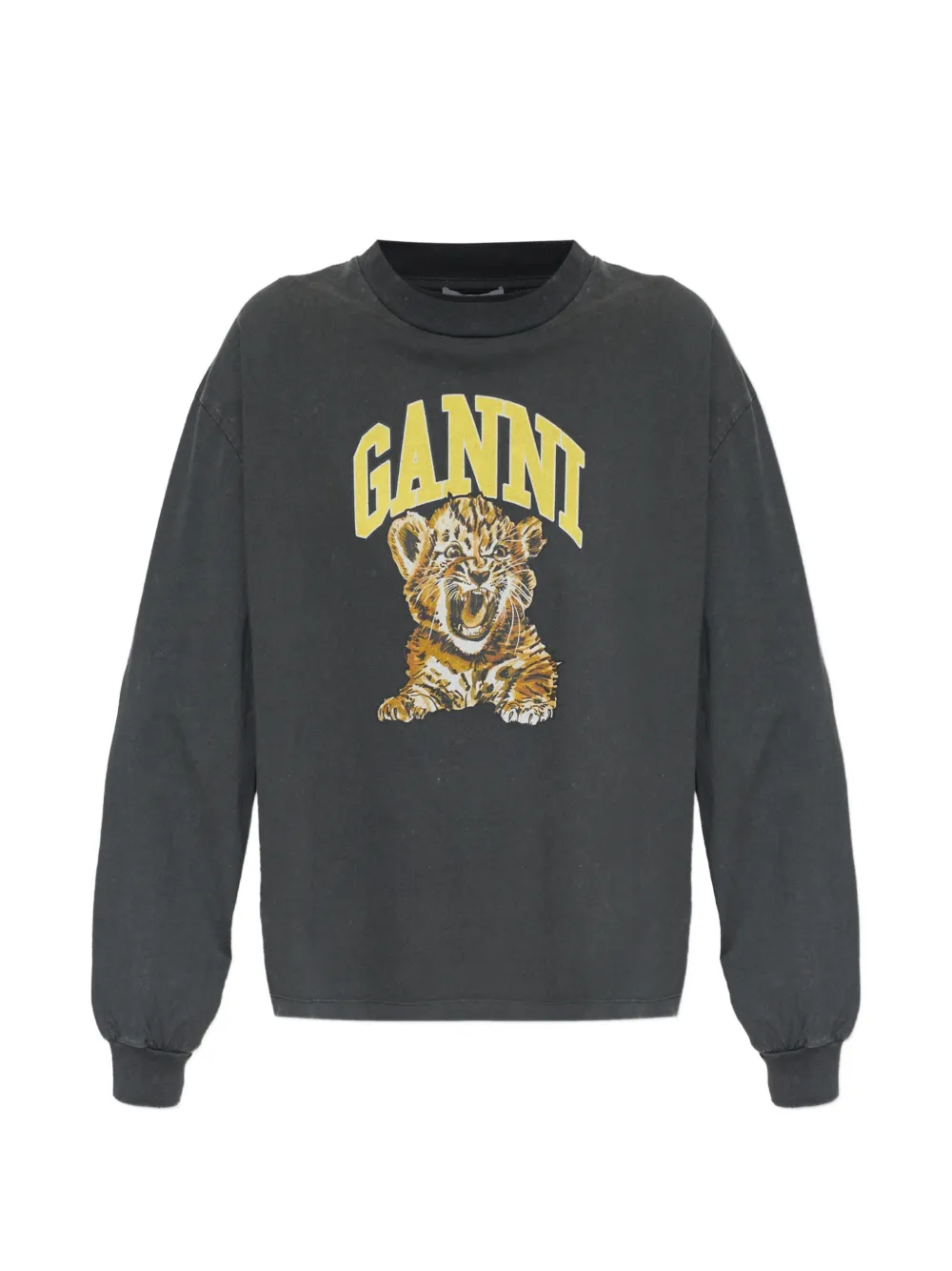 GANNI graphic-print logo-print T-shirt - Grau