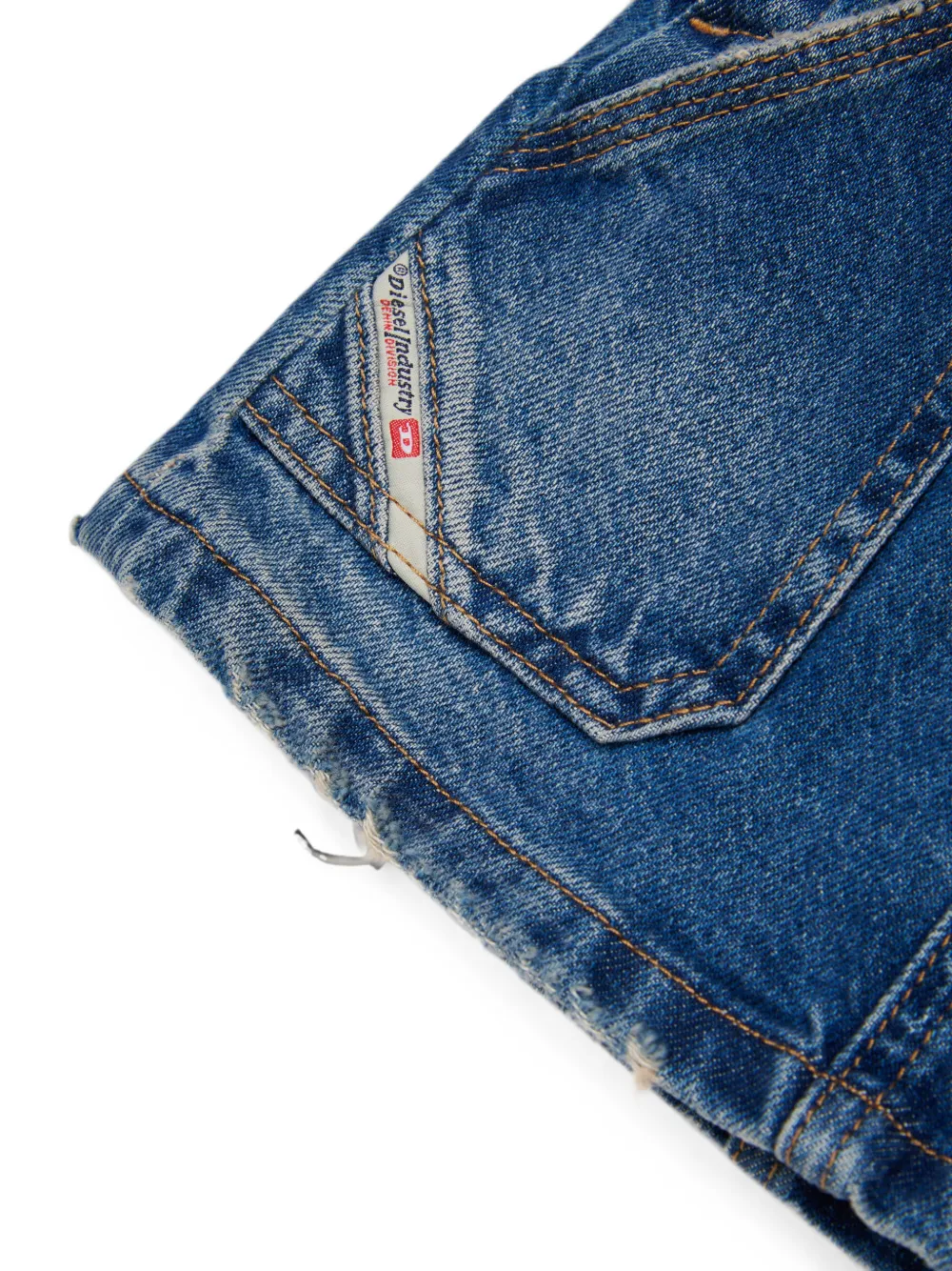 Diesel Kids Denim tuinbroek met vervaagd effect Blauw