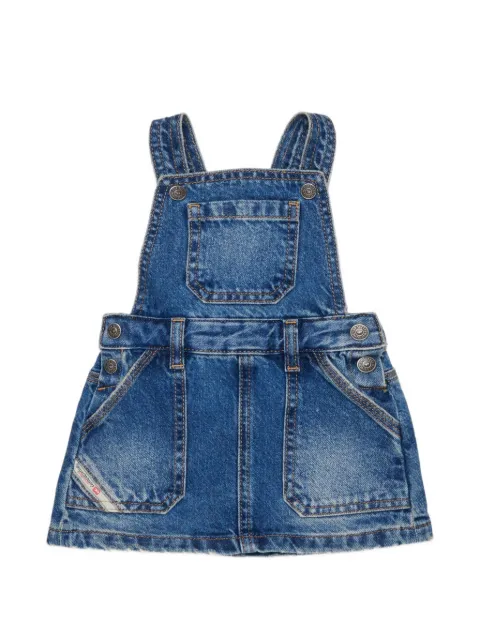 Diesel Kids faded denim pinafore dungarees