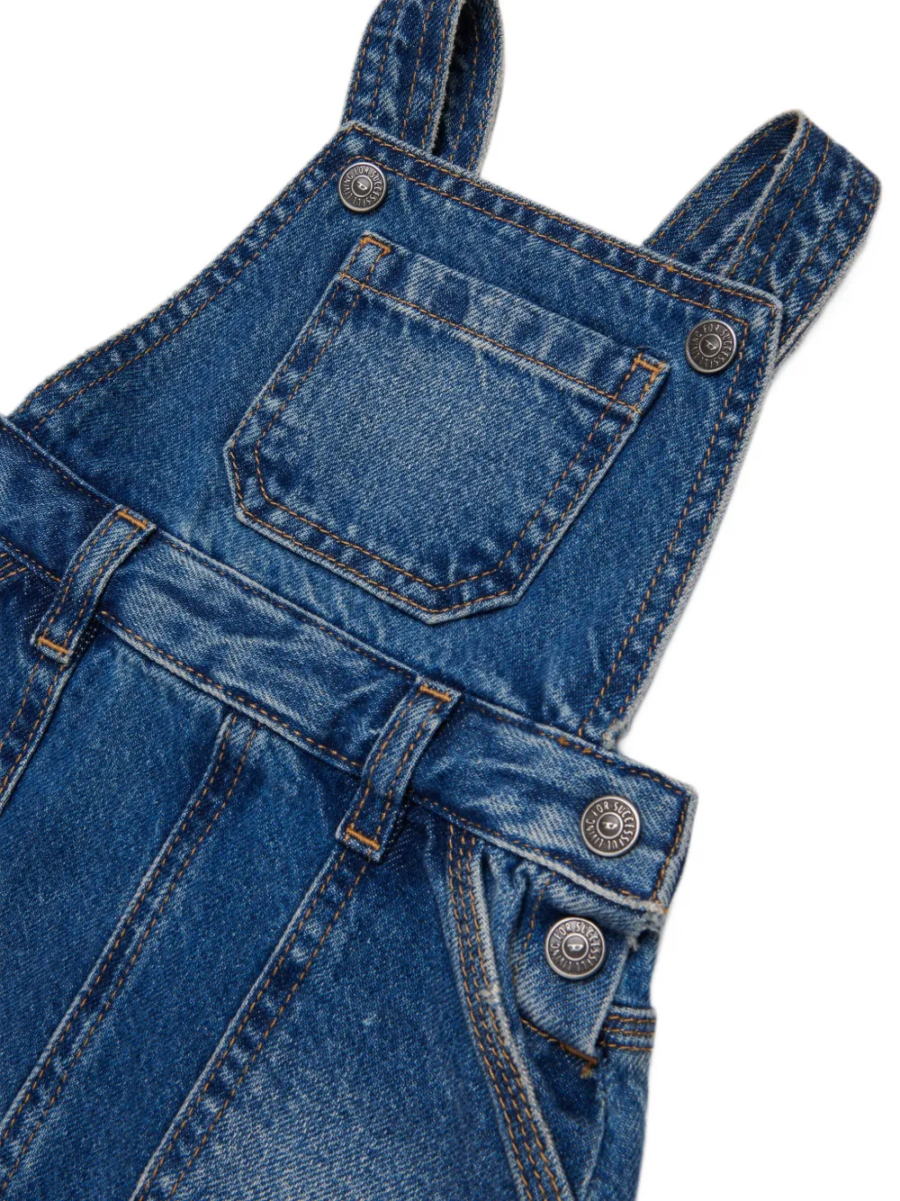 Diesel Kids Denim tuinbroek met vervaagd effect Blauw