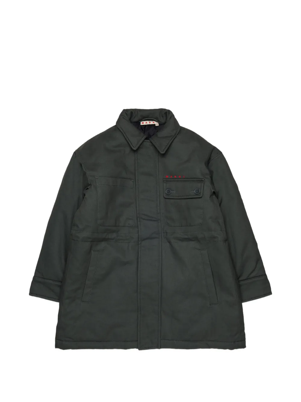 Marni Kids logo-embroidered padded coat - Schwarz