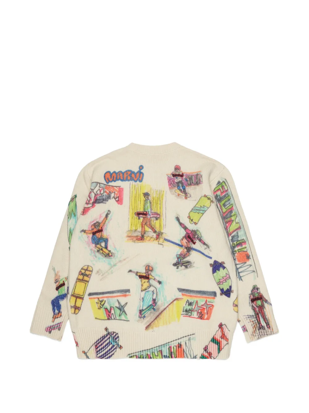 Marni Kids Gebreide trui met skaterprint Beige