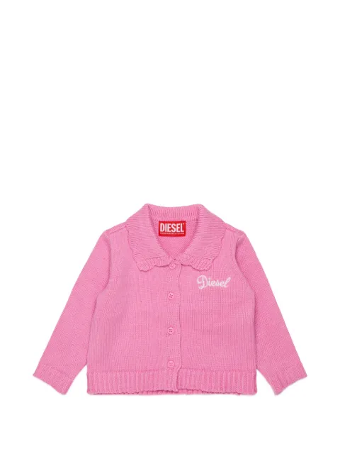 Diesel Kids cardigan à logo brodé et col festonné