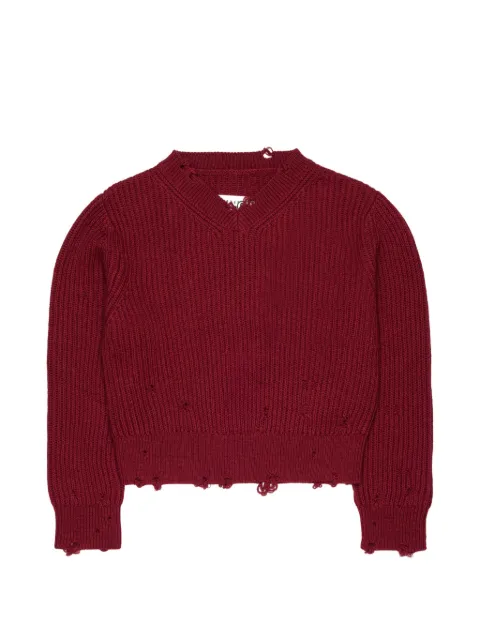 MM6 Maison Margiela Kids pull en maille côtelé à effet usé