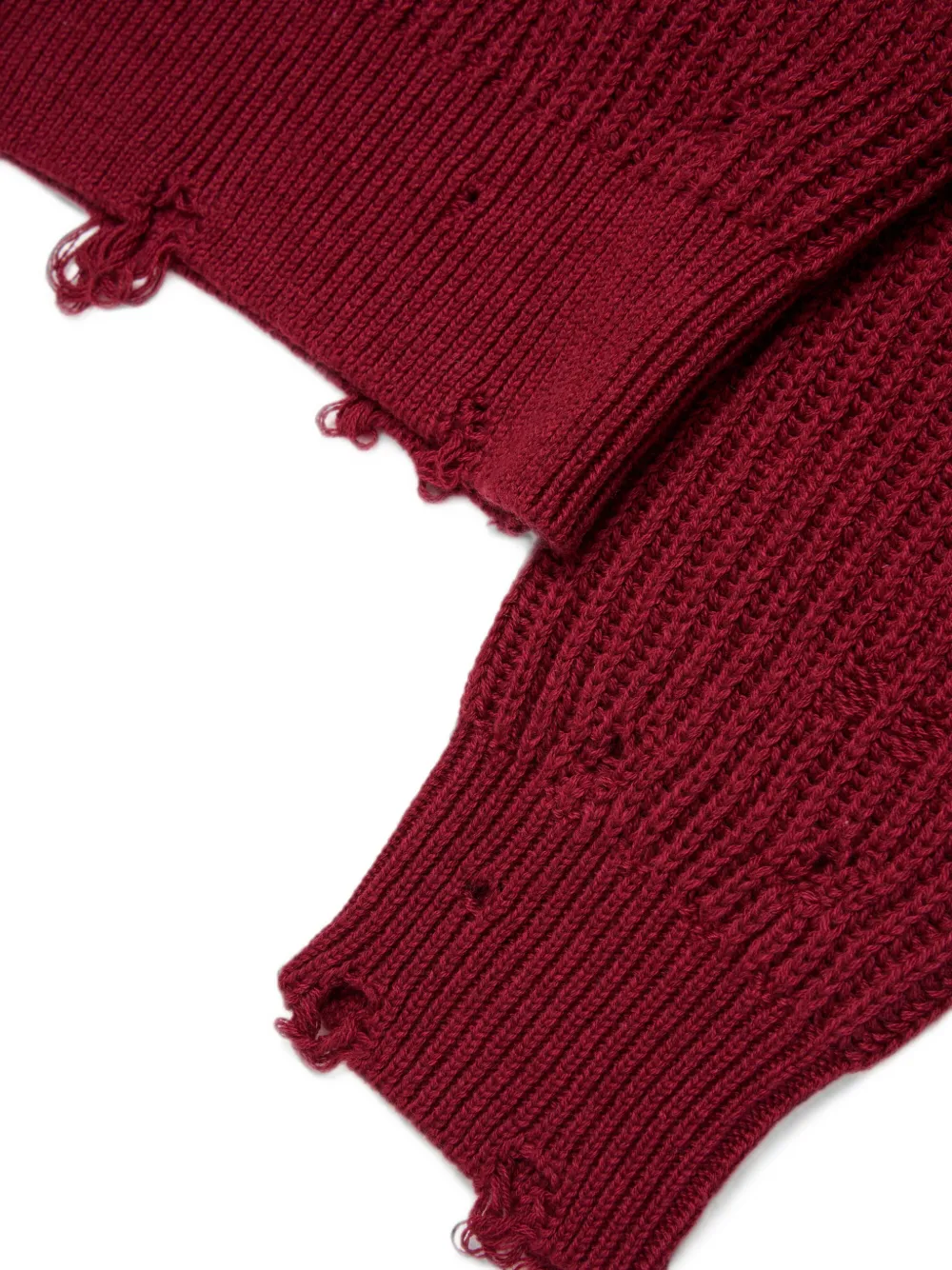 MM6 Maison Margiela Kids Gerafelde ribgebreide trui Rood